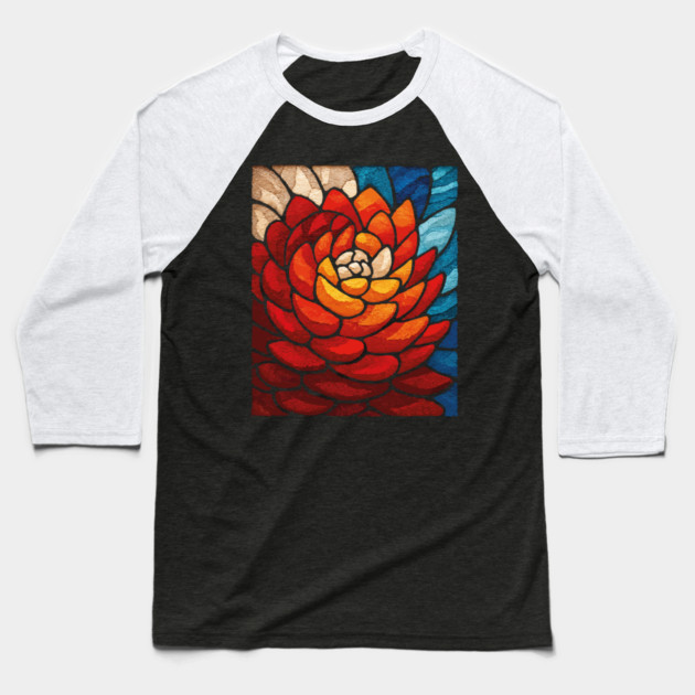 Fibonacci Spiral | Sacred Geometry Stained Glass Art Baseball T-Shirt by TuncGK