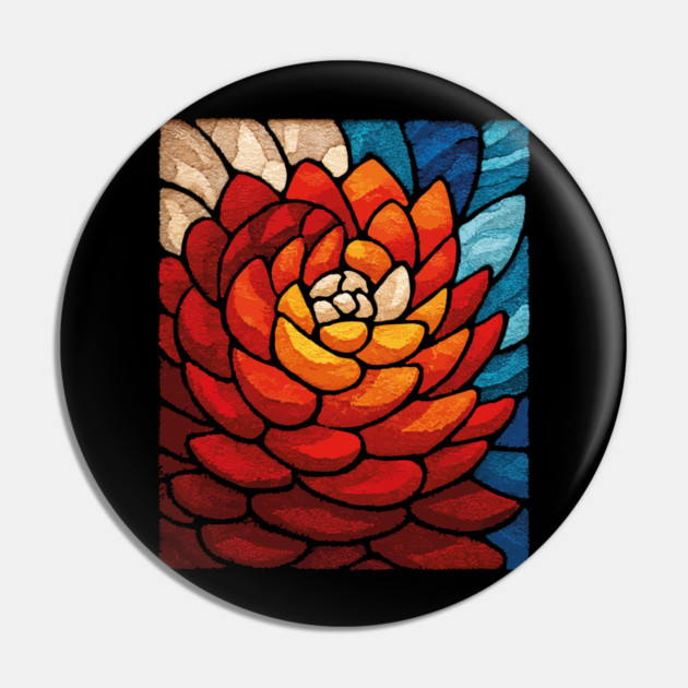 Fibonacci Spiral | Sacred Geometry Stained Glass Art Pin by TuncGK