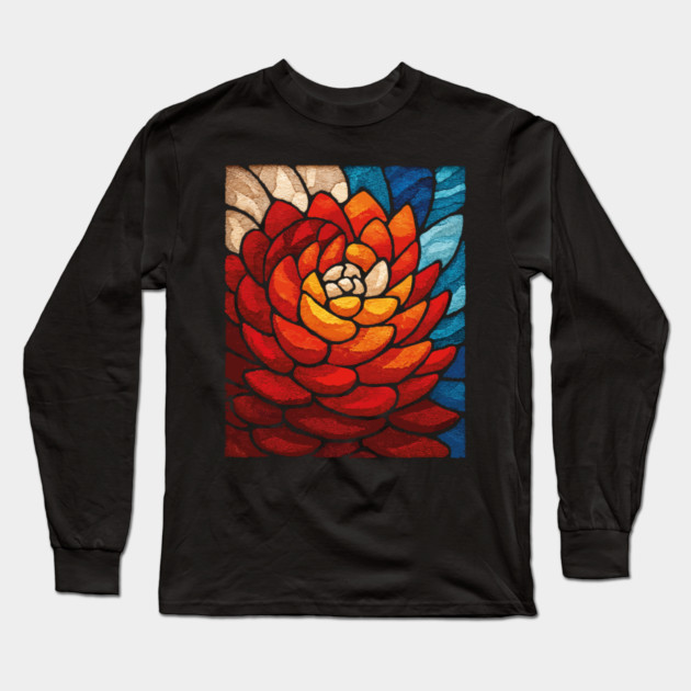 Fibonacci Spiral | Sacred Geometry Stained Glass Art Long Sleeve T-Shirt by TuncGK