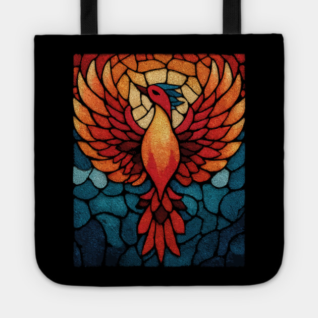 Rising Phoenix | Mythological Stained Glass Art Tote by TuncGK