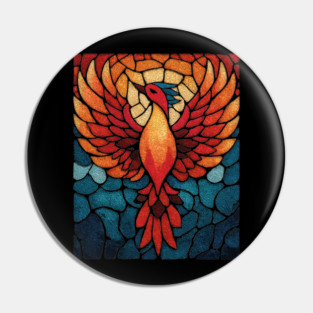 Rising Phoenix | Mythological Stained Glass Art Pin