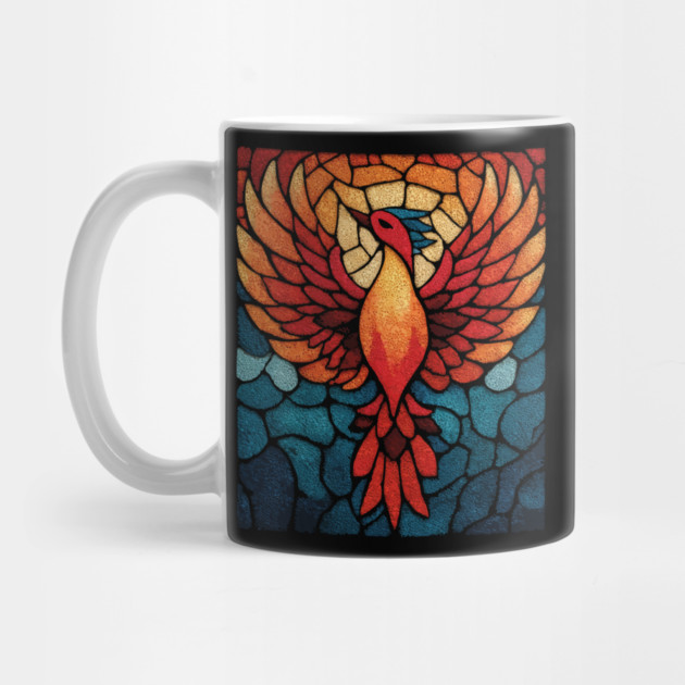 Rising Phoenix | Mythological Stained Glass Art by TuncGK
