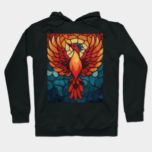 Rising Phoenix | Mythological Stained Glass Art Hoodie by TuncGK