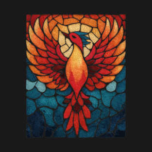 Rising Phoenix | Mythological Stained Glass Art T-Shirt