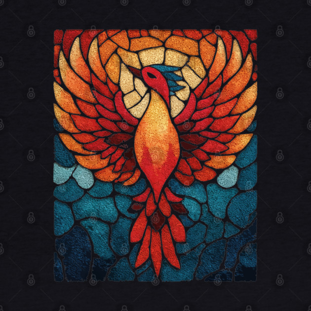 Rising Phoenix | Mythological Stained Glass Art by TuncGK