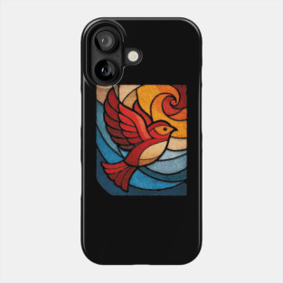 Whimsical Songbird | Modern Folk Art Stained Glass Phone Case