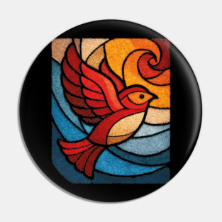 Whimsical Songbird | Modern Folk Art Stained Glass Pin