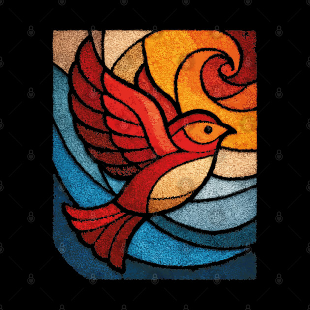 Whimsical Songbird | Modern Folk Art Stained Glass by TuncGK