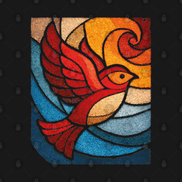 Whimsical Songbird | Modern Folk Art Stained Glass by TuncGK