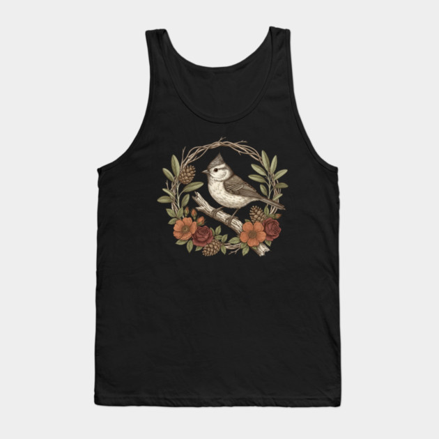 Tufted Titmouse Nature Inspired Wildlife Art Tank Top by BirdsnStuff