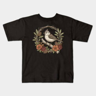 Tufted Titmouse Nature Inspired Wildlife Art Kids T-Shirt
