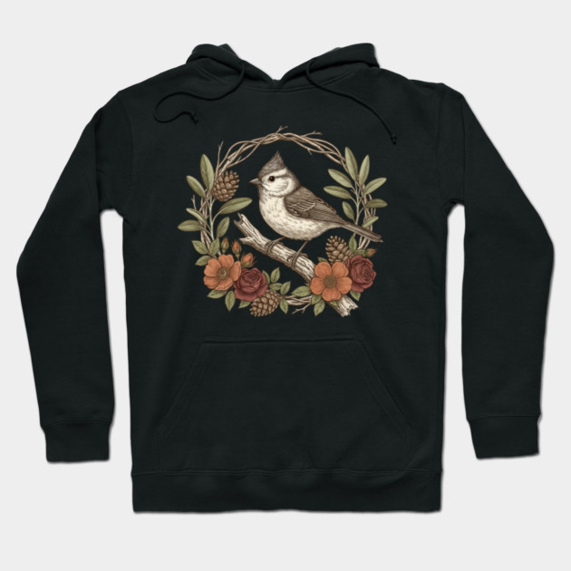 Tufted Titmouse Nature Inspired Wildlife Art Hoodie by BirdsnStuff