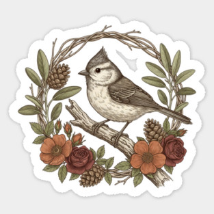 Tufted Titmouse Nature Inspired Wildlife Art Sticker