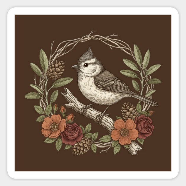 Tufted Titmouse Nature Inspired Wildlife Art Magnet by BirdsnStuff
