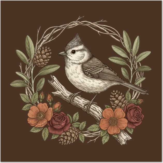 Tufted Titmouse Nature Inspired Wildlife Art Wall Art by BirdsnStuff