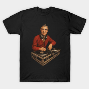 Mr. Rogers - Dj Turntables Black Vintage T-Shirt