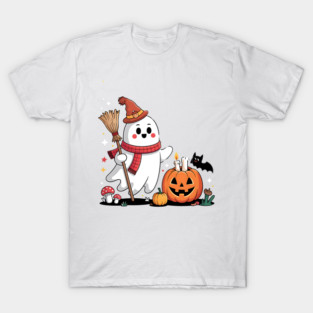 Cute Ghost Witch – Spooky Halloween Pumpkin Magic T-Shirt