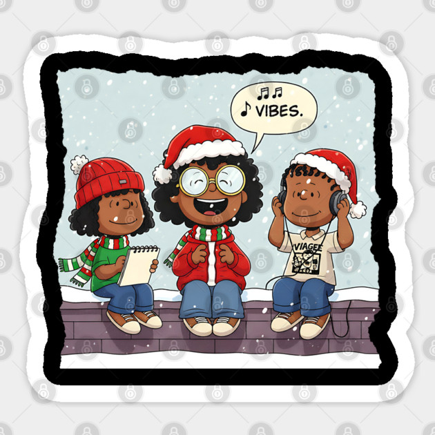 Black Kids Christmas Vibes Sticker by UrbanLifeApparel