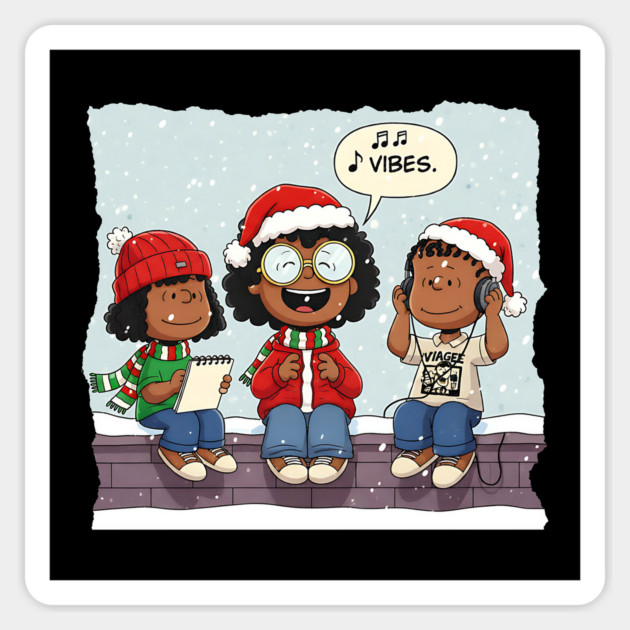 Black Kids Christmas Vibes Magnet by UrbanLifeApparel
