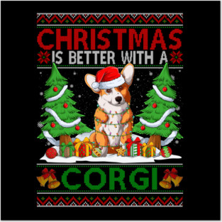 Christmas Is Better With A Corgi Ugly Christmas Sweater Posters and Art