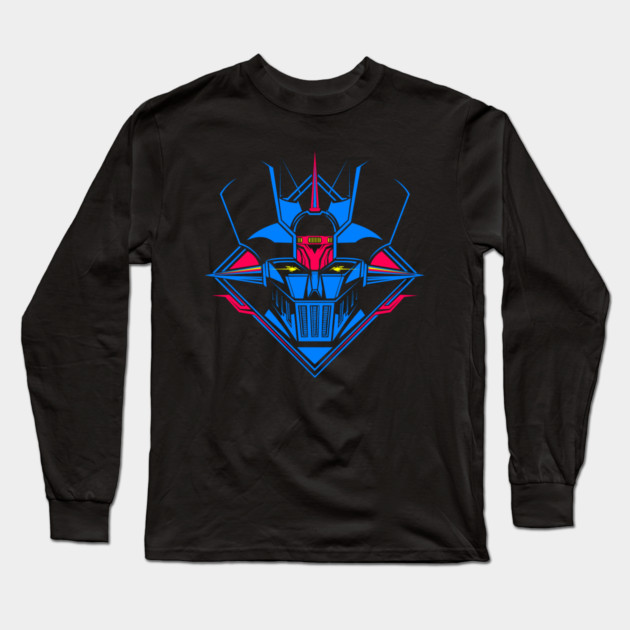 Mazinger Z Retro Robot Blue Design Long Sleeve T-Shirt by Otaku Vibes