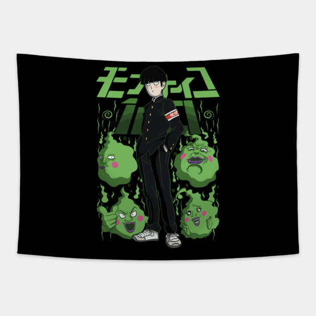Mob Psycho 100 Mob Spirits Art Tapestry by Otaku Vibes