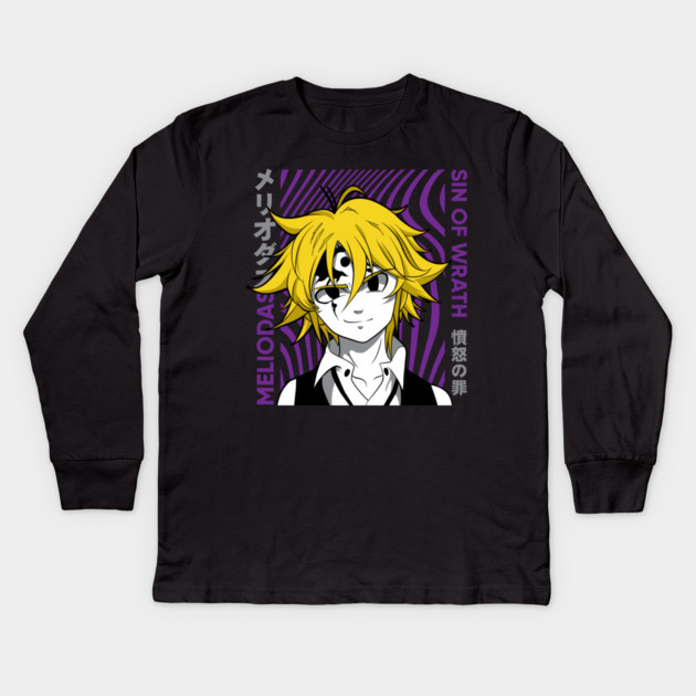 Seven Deadly Sins Meliodas Demon Form Glow Kids Long Sleeve T-Shirt by Otaku Vibes