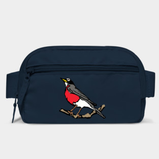 American Robin on Branch – Aqua Minimal Bird Art Bag