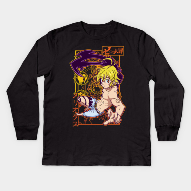 Seven Deadly Sins Meliodas in Combat Mode Kids Long Sleeve T-Shirt by Otaku Vibes