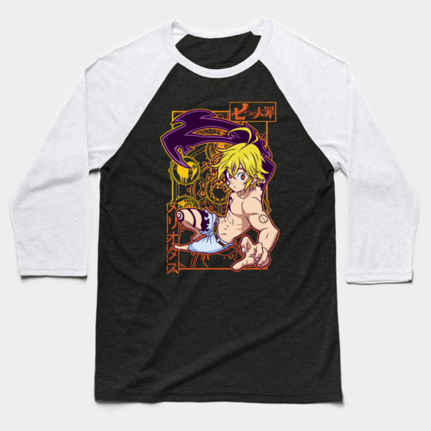 Seven Deadly Sins Meliodas in Combat Mode Baseball T-Shirt by Otaku Vibes