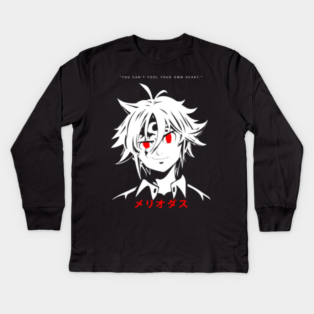 Seven Deadly Sins Meliodas Close-Up Stare Kids Long Sleeve T-Shirt by Otaku Vibes