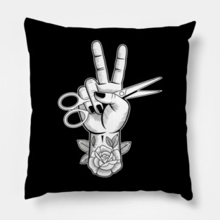 Friseur Hairdresser Scissors Comb Tattoo Pillow