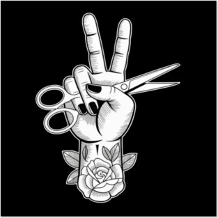 Friseur Hairdresser Scissors Comb Tattoo Posters and Art