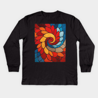 The Sacred Bloom | A Stained Glass Tapestry Kids Long Sleeve T-Shirt