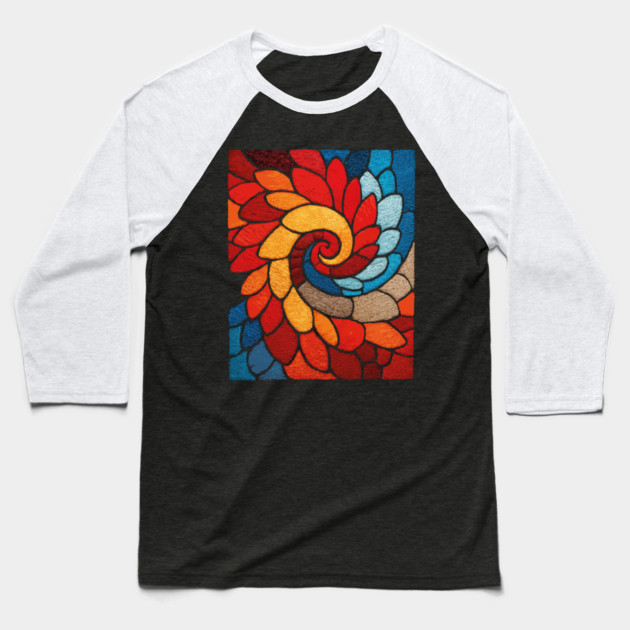 The Sacred Bloom | A Stained Glass Tapestry Baseball T-Shirt by TuncGK