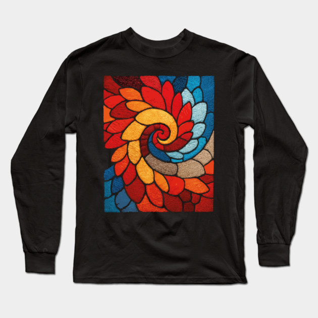 The Sacred Bloom | A Stained Glass Tapestry Long Sleeve T-Shirt by TuncGK
