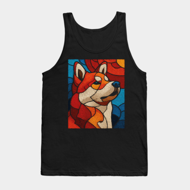 The Guardian | A Stained Glass Canine Portrait Tank Top by TuncGK