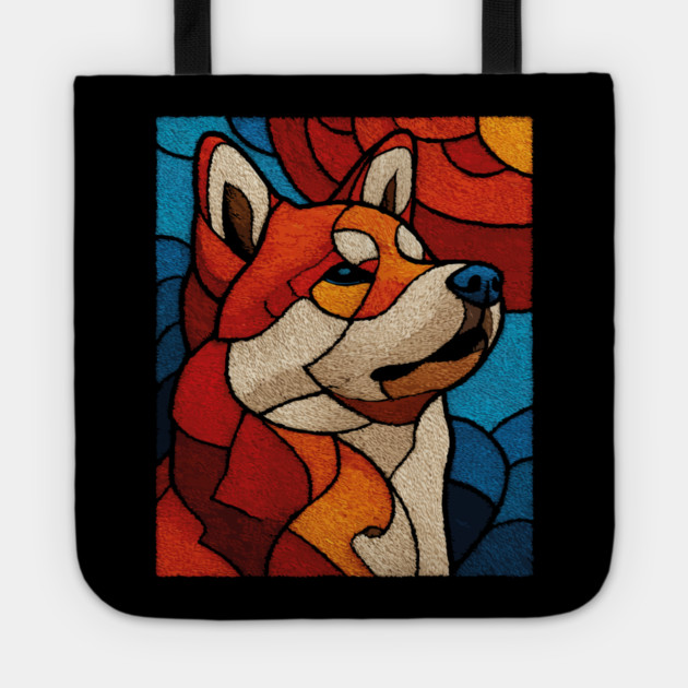 The Guardian | A Stained Glass Canine Portrait Tote by TuncGK