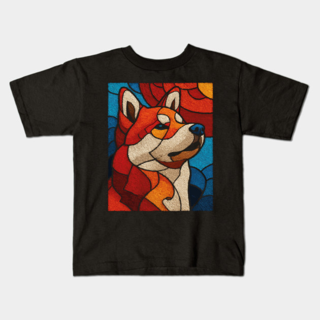 The Guardian | A Stained Glass Canine Portrait Kids T-Shirt by TuncGK