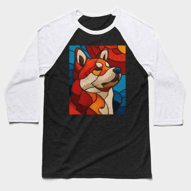 The Guardian | A Stained Glass Canine Portrait Baseball T-Shirt by TuncGK