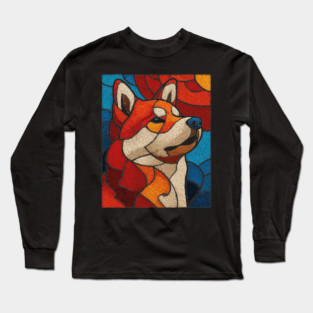 The Guardian | A Stained Glass Canine Portrait Long Sleeve T-Shirt