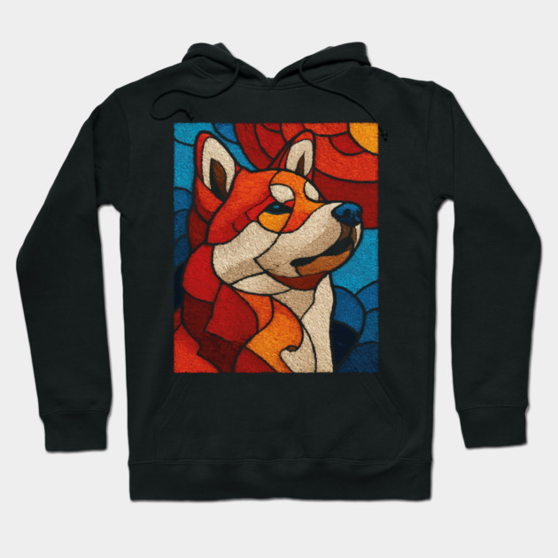 The Guardian | A Stained Glass Canine Portrait Hoodie by TuncGK