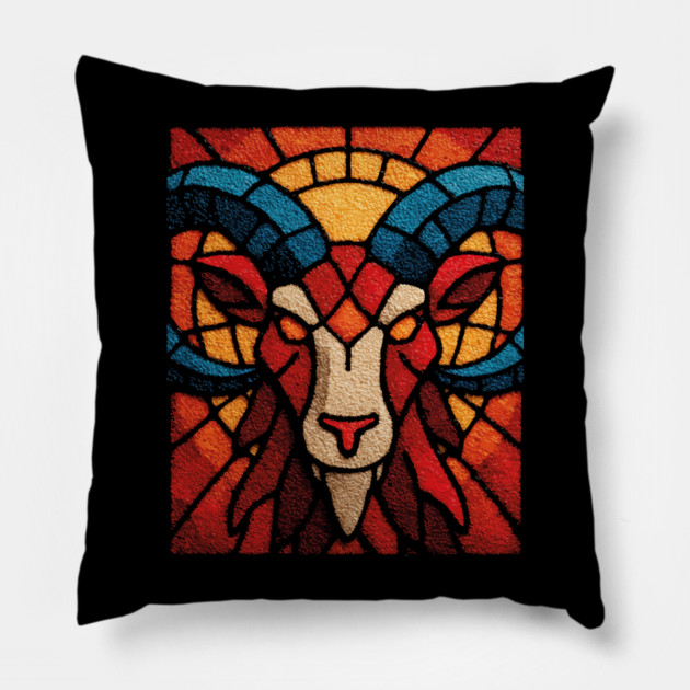 The Ram | An Aries Zodiac Tapestry Pillow by TuncGK