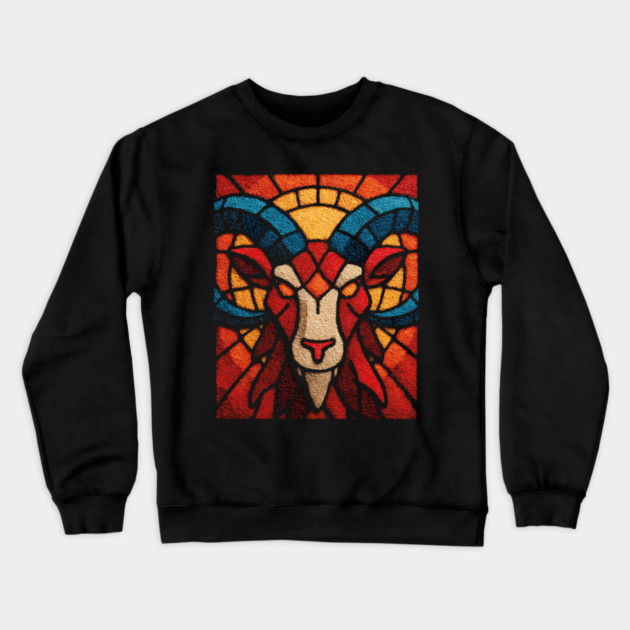 The Ram | An Aries Zodiac Tapestry Crewneck Sweatshirt by TuncGK