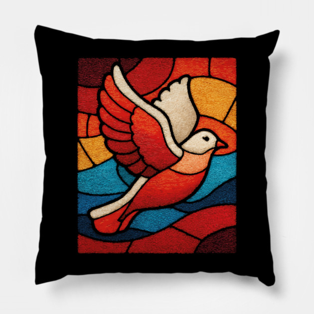 The Dove | A Stained Glass Symbol of Peace Pillow by TuncGK