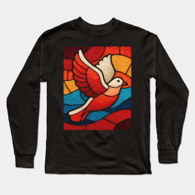 The Dove | A Stained Glass Symbol of Peace Long Sleeve T-Shirt by TuncGK