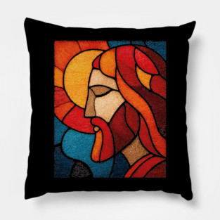 The Savior Jesus Christ | A Sacred Stained Glass Tapestry Pillow