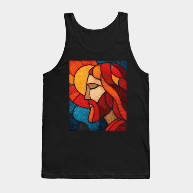 The Savior Jesus Christ | A Sacred Stained Glass Tapestry Tank Top by TuncGK