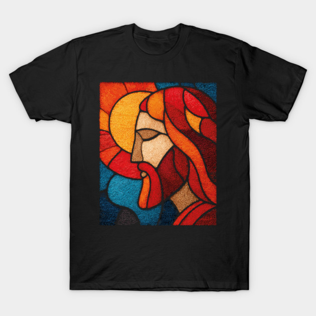 The Savior Jesus Christ | A Sacred Stained Glass Tapestry T-Shirt by TuncGK