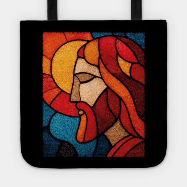 The Savior Jesus Christ | A Sacred Stained Glass Tapestry Tote by TuncGK